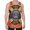 Flaming Firefighter Emblem Print Men's Velvet Tank Top