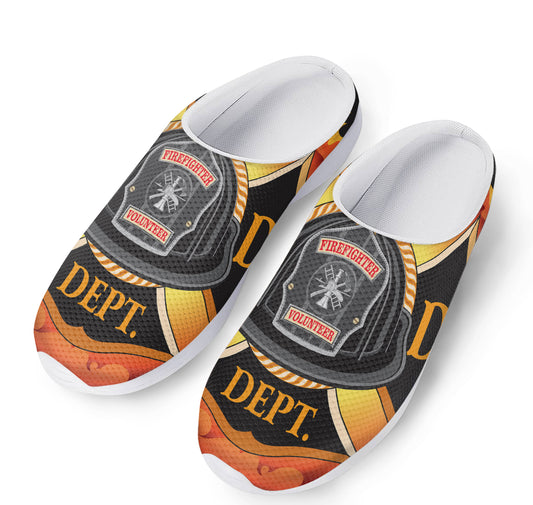Flaming Firefighter Emblem Print Mesh Casual Shoes