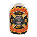 Flaming Firefighter Emblem Print Mesh Laundry Hamper