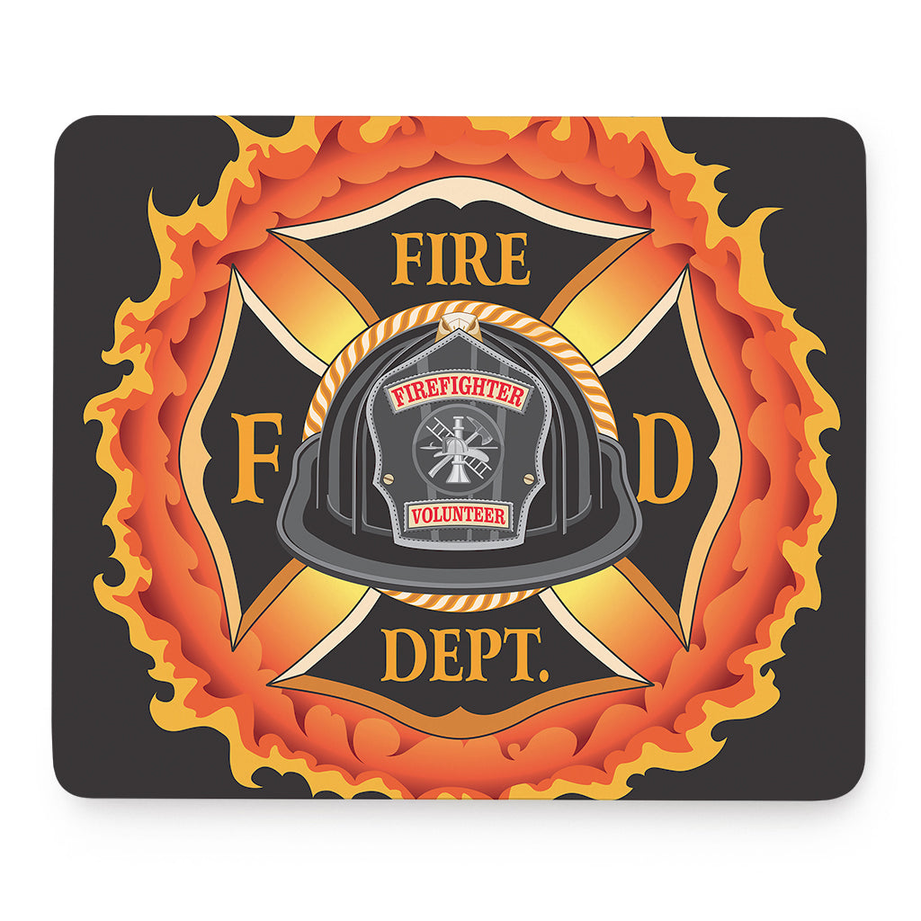 Flaming Firefighter Emblem Print Mouse Pad