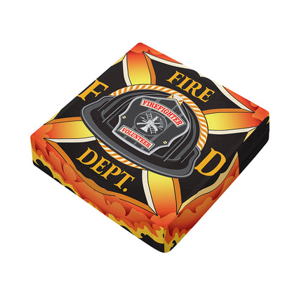 Flaming Firefighter Emblem Print Outdoor Seat Cushion Cover