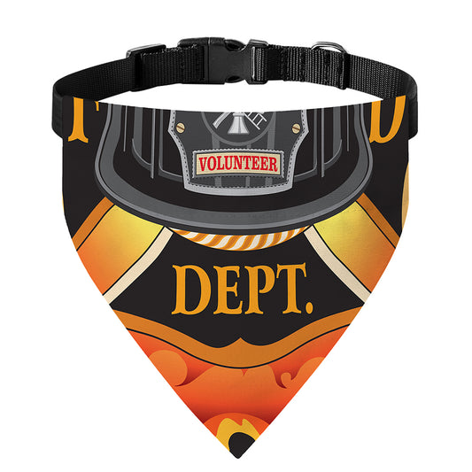 Flaming Firefighter Emblem Print Over The Collar Dog Bandana