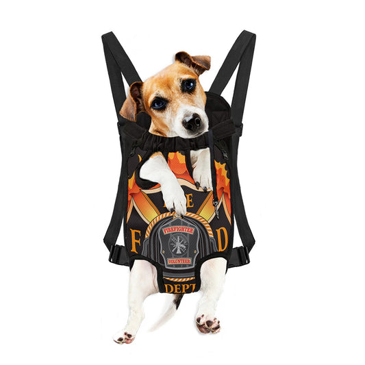 Flaming Firefighter Emblem Print Pet Carrier Backpack