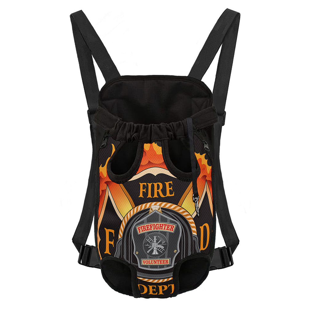 Flaming Firefighter Emblem Print Pet Carrier Backpack