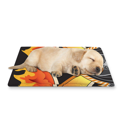 Flaming Firefighter Emblem Print Pet Cooling Mat Cover