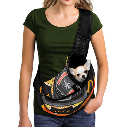 Flaming Firefighter Emblem Print Pet Sling Carrier