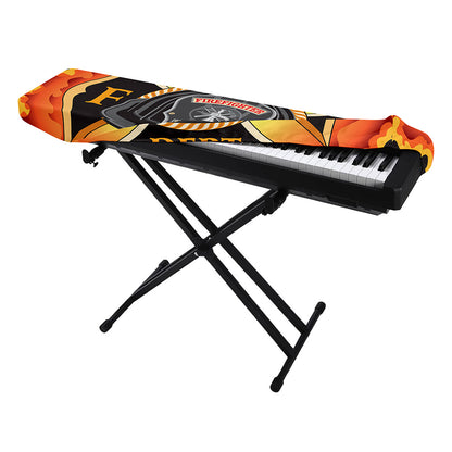 Flaming Firefighter Emblem Print Piano Keyboard Cover