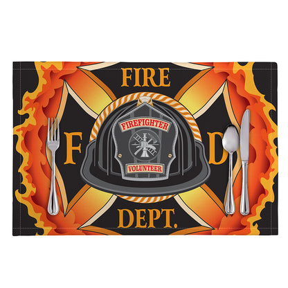 Flaming Firefighter Emblem Print Placemat