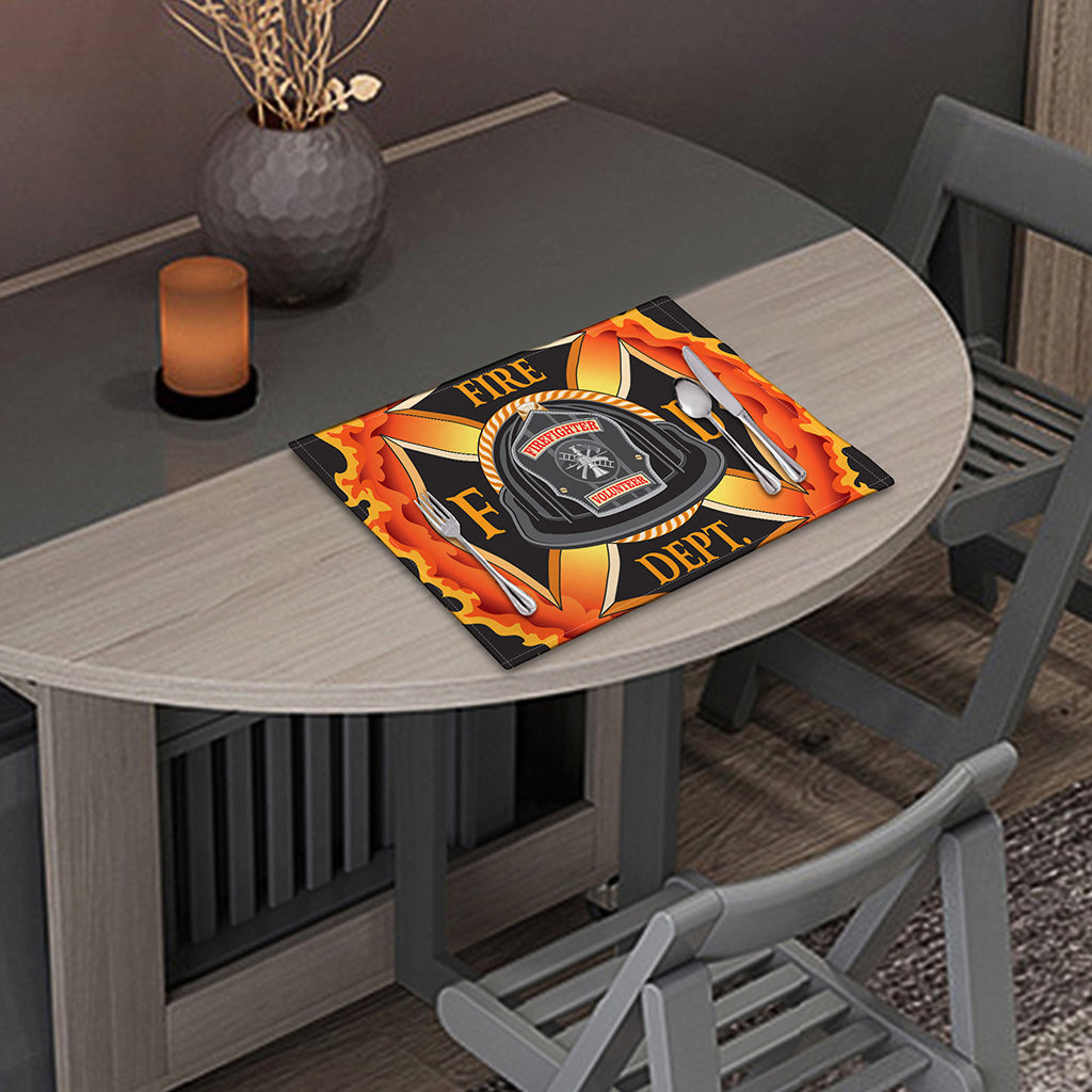Flaming Firefighter Emblem Print Placemat