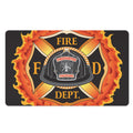 Flaming Firefighter Emblem Print Polyester Doormat
