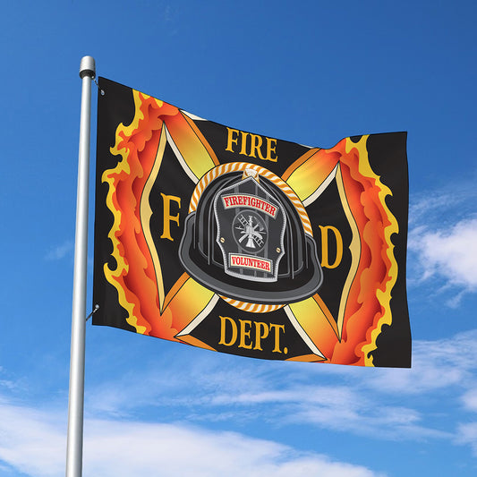 Flaming Firefighter Emblem Print Polyester Flag