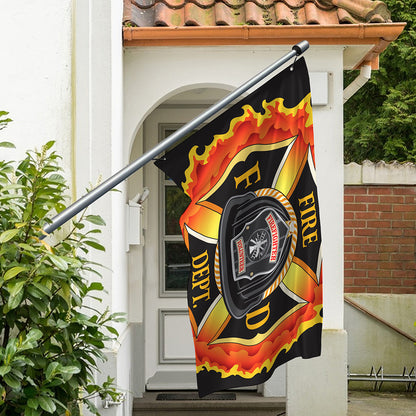 Flaming Firefighter Emblem Print Polyester Flag