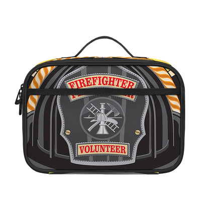 Flaming Firefighter Emblem Print Portable Lunch Bag