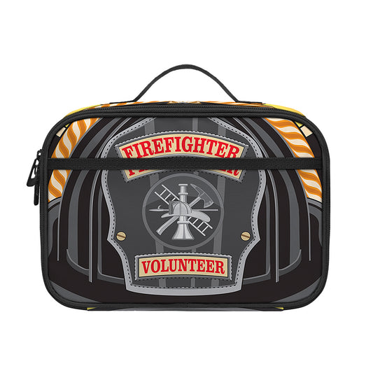 Flaming Firefighter Emblem Print Portable Lunch Bag
