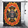 Flaming Firefighter Emblem Print Premium Shower Curtain