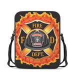 Flaming Firefighter Emblem Print Rectangular Crossbody Bag