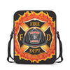 Flaming Firefighter Emblem Print Rectangular Crossbody Bag