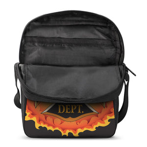 Flaming Firefighter Emblem Print Rectangular Crossbody Bag