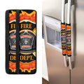 Flaming Firefighter Emblem Print Refrigerator Handle Covers