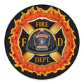 Flaming Firefighter Emblem Print Round Floor Mat