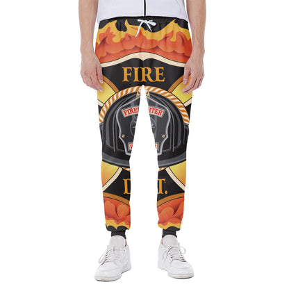 Flaming Firefighter Emblem Print Scuba Joggers