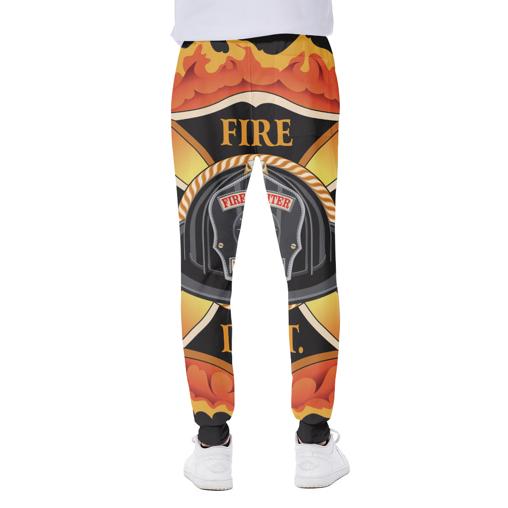 Flaming Firefighter Emblem Print Scuba Joggers