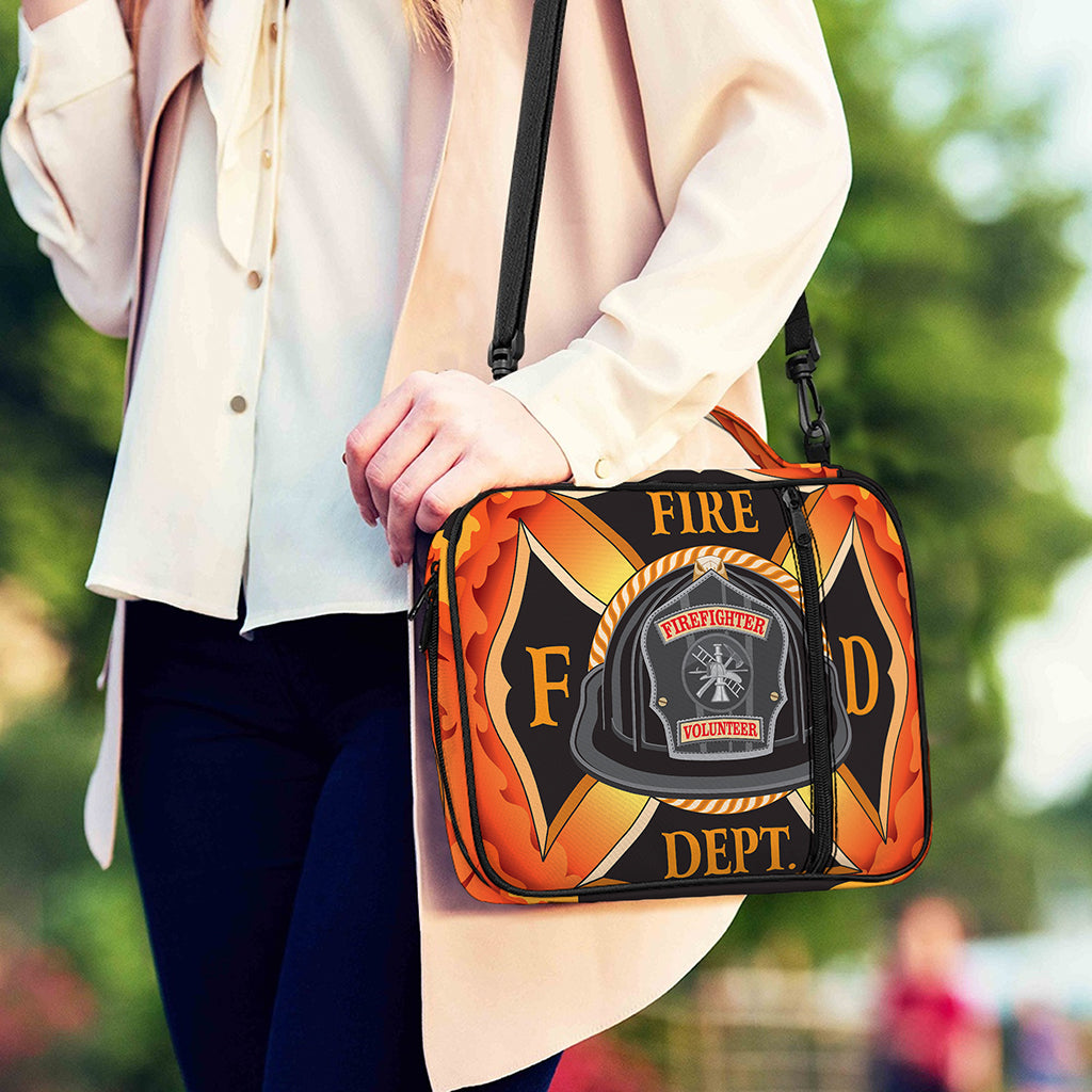 Flaming Firefighter Emblem Print Shoulder Strap Bible Bag