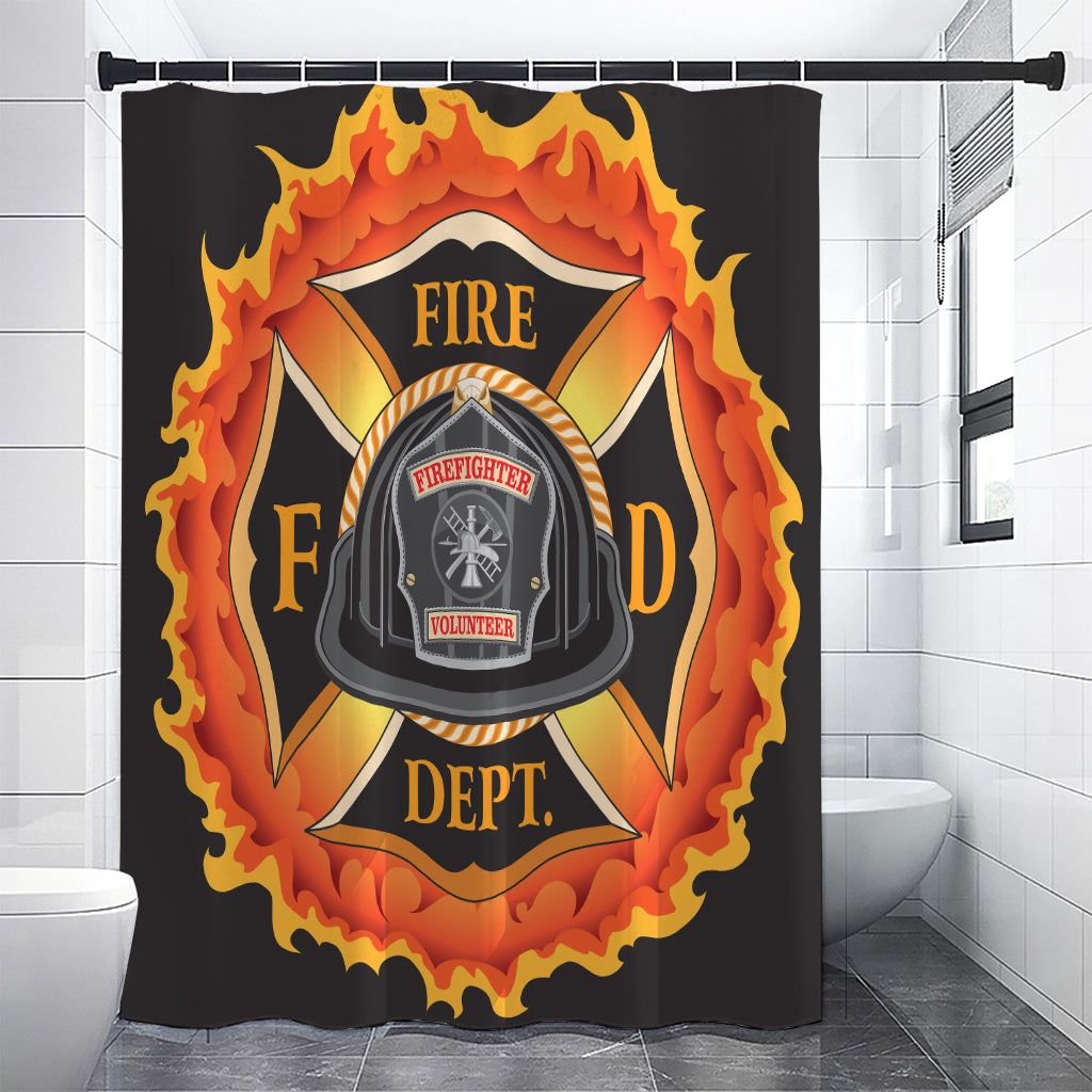 Flaming Firefighter Emblem Print Shower Curtain