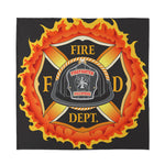 Flaming Firefighter Emblem Print Silk Bandana