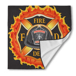 Flaming Firefighter Emblem Print Silk Bandana