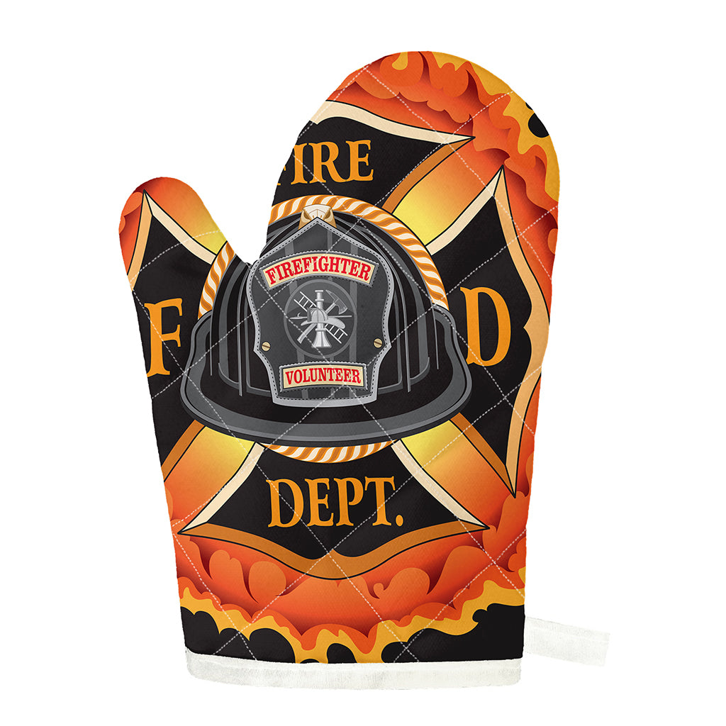 Flaming Firefighter Emblem Print Single Oven Mitt
