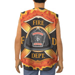 Flaming Firefighter Emblem Print Sleeveless Baseball Jersey