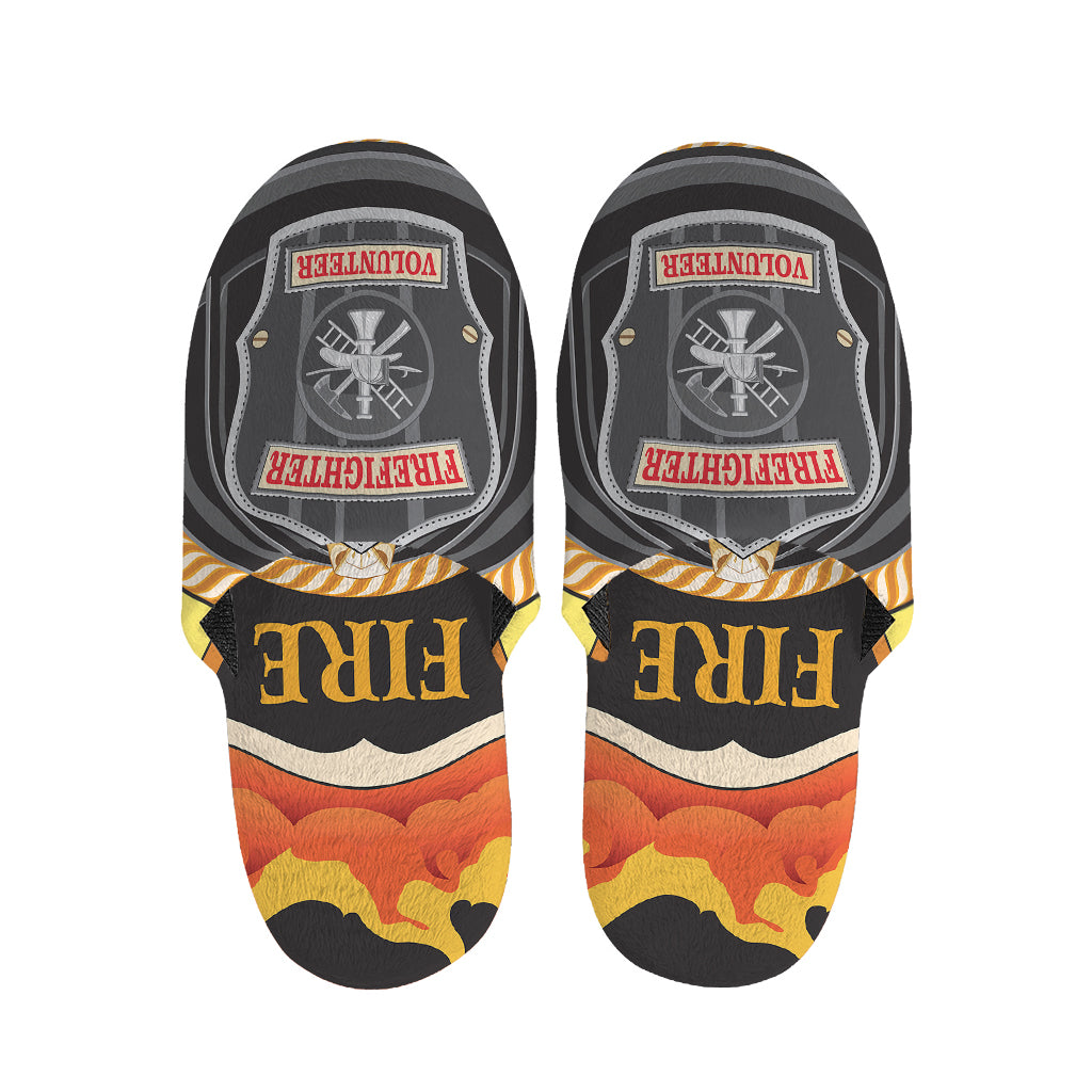 Flaming Firefighter Emblem Print Slippers
