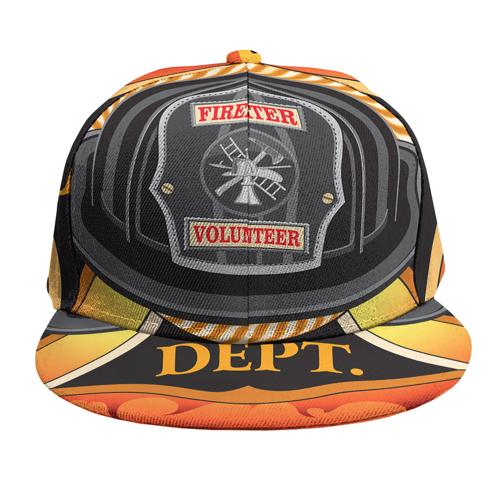 Flaming Firefighter Emblem Print Snapback Cap