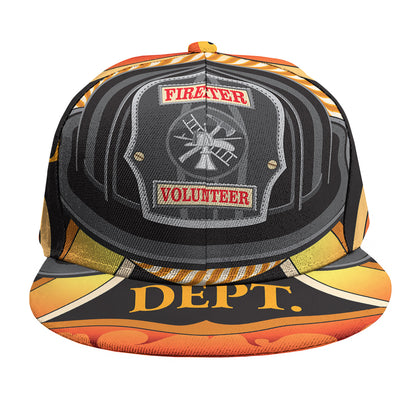 Flaming Firefighter Emblem Print Snapback Cap