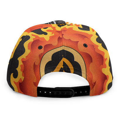 Flaming Firefighter Emblem Print Snapback Cap