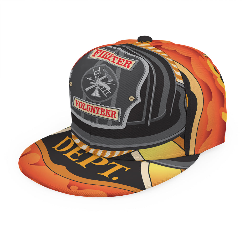 Flaming Firefighter Emblem Print Snapback Cap