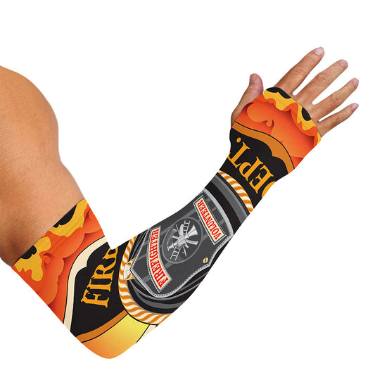 Flaming Firefighter Emblem Print Sun Protection Arm Sleeves