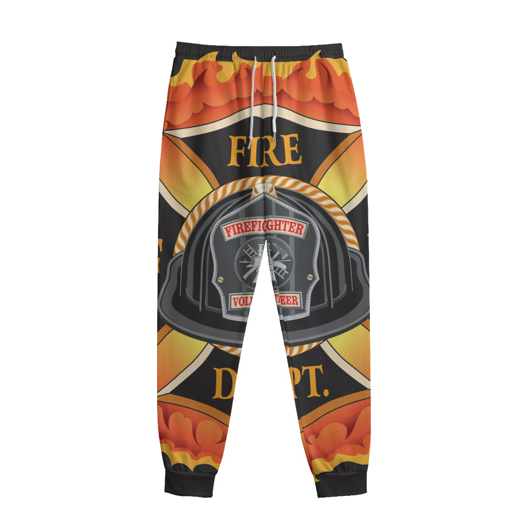 Flaming Firefighter Emblem Print Sweatpants