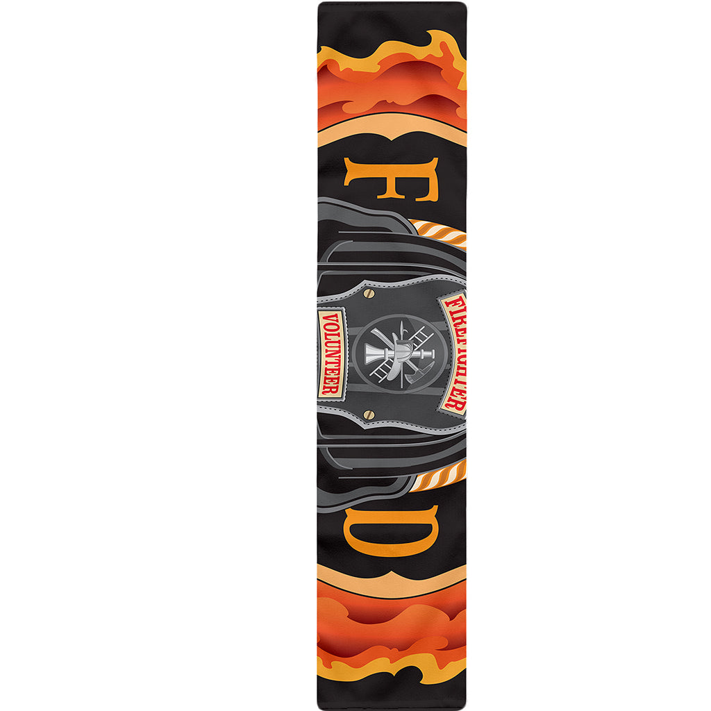 Flaming Firefighter Emblem Print Table Runner