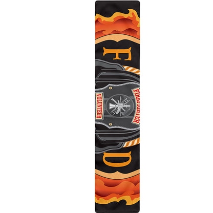 Flaming Firefighter Emblem Print Table Runner
