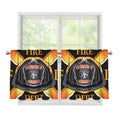 Flaming Firefighter Emblem Print Tier Curtains