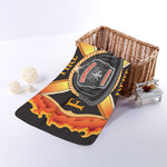 Flaming Firefighter Emblem Print Towel