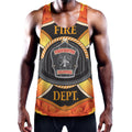 Flaming Firefighter Emblem Print Men's Workout Tank Top