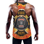 Flaming Firefighter Emblem Print Training Tank Top