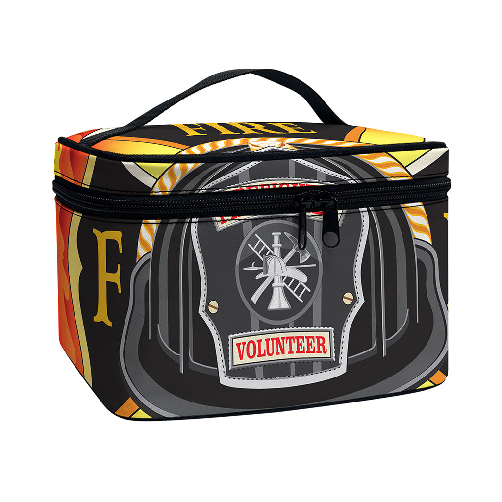 Flaming Firefighter Emblem Print Travel Makeup Bag
