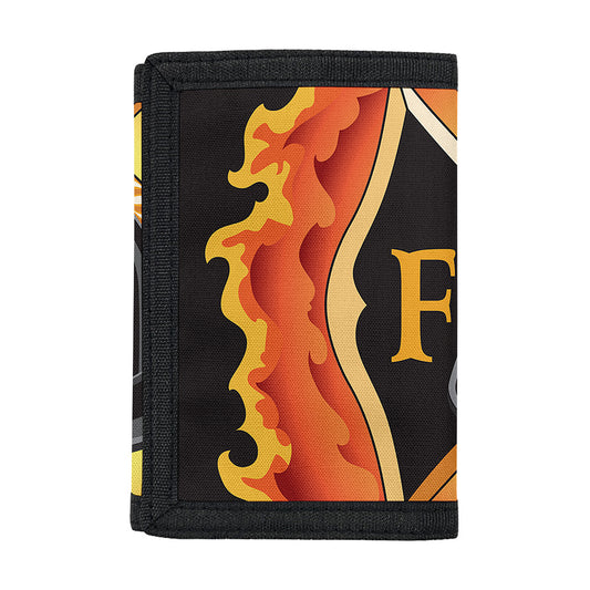Flaming Firefighter Emblem Print Trifold Wallet