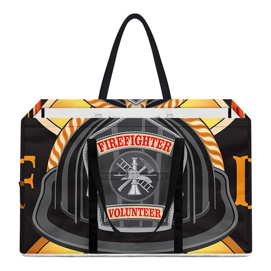 Flaming Firefighter Emblem Print Utility Tote Bag