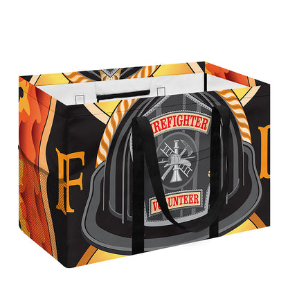 Flaming Firefighter Emblem Print Utility Tote Bag