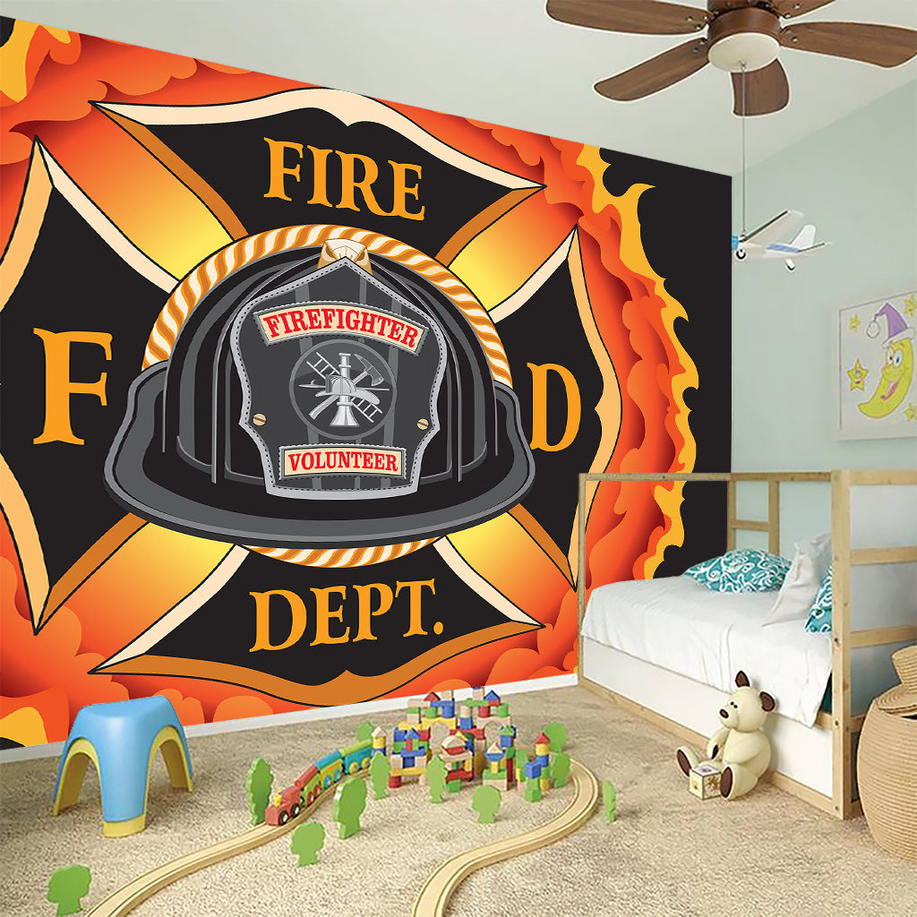 Flaming Firefighter Emblem Print Wall Sticker